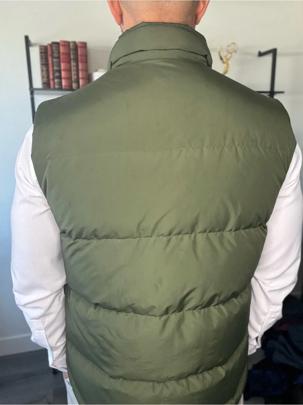 J Crew Men's Olive Green Quilted Vest Jacket